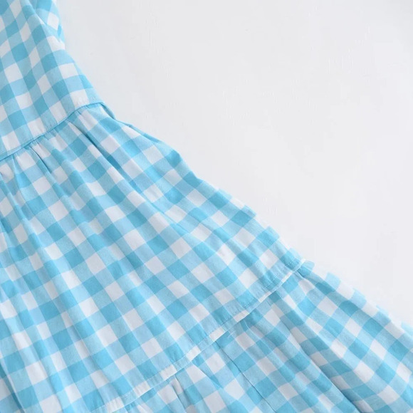 Blue  and White Gingham V-Neck Sleeveless Maxi Dress - Picture 10 of 14